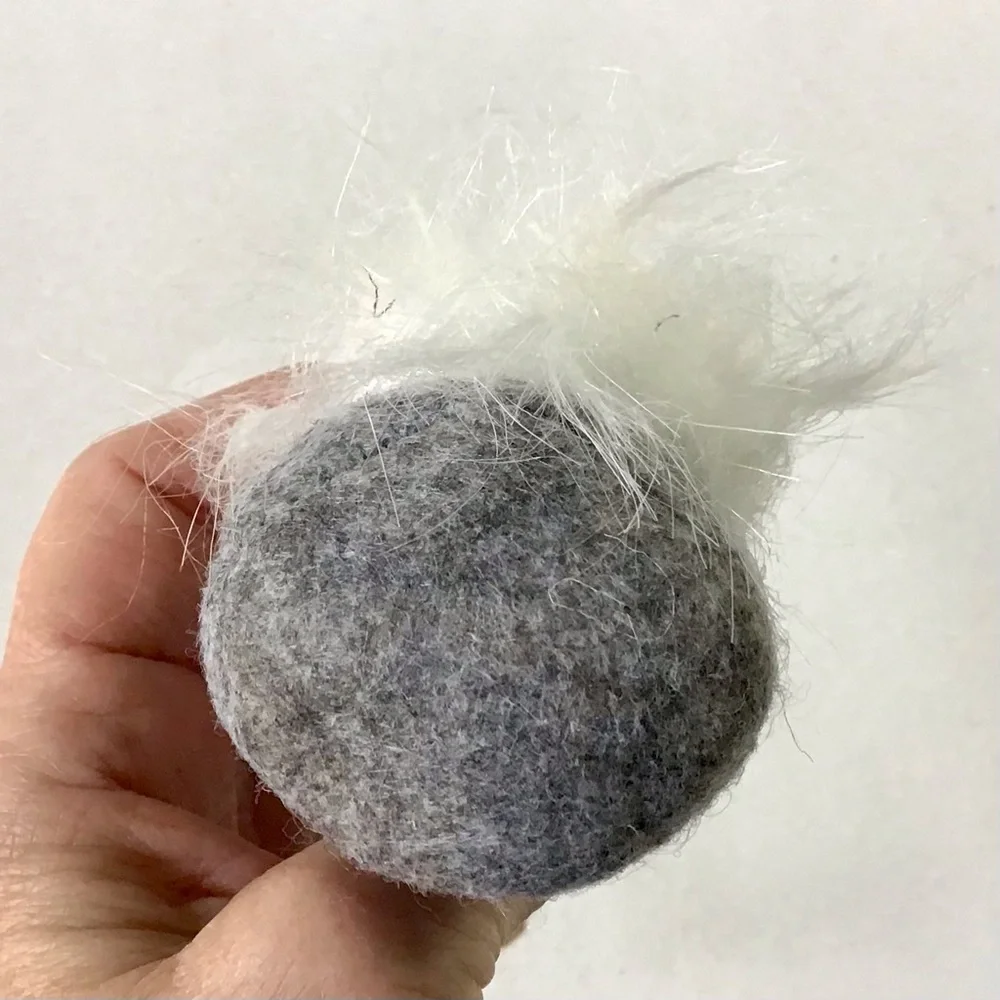 Gnome Ornament Gray White Knit Felted Wool Scandinavian Nordic Christmas 5.5”